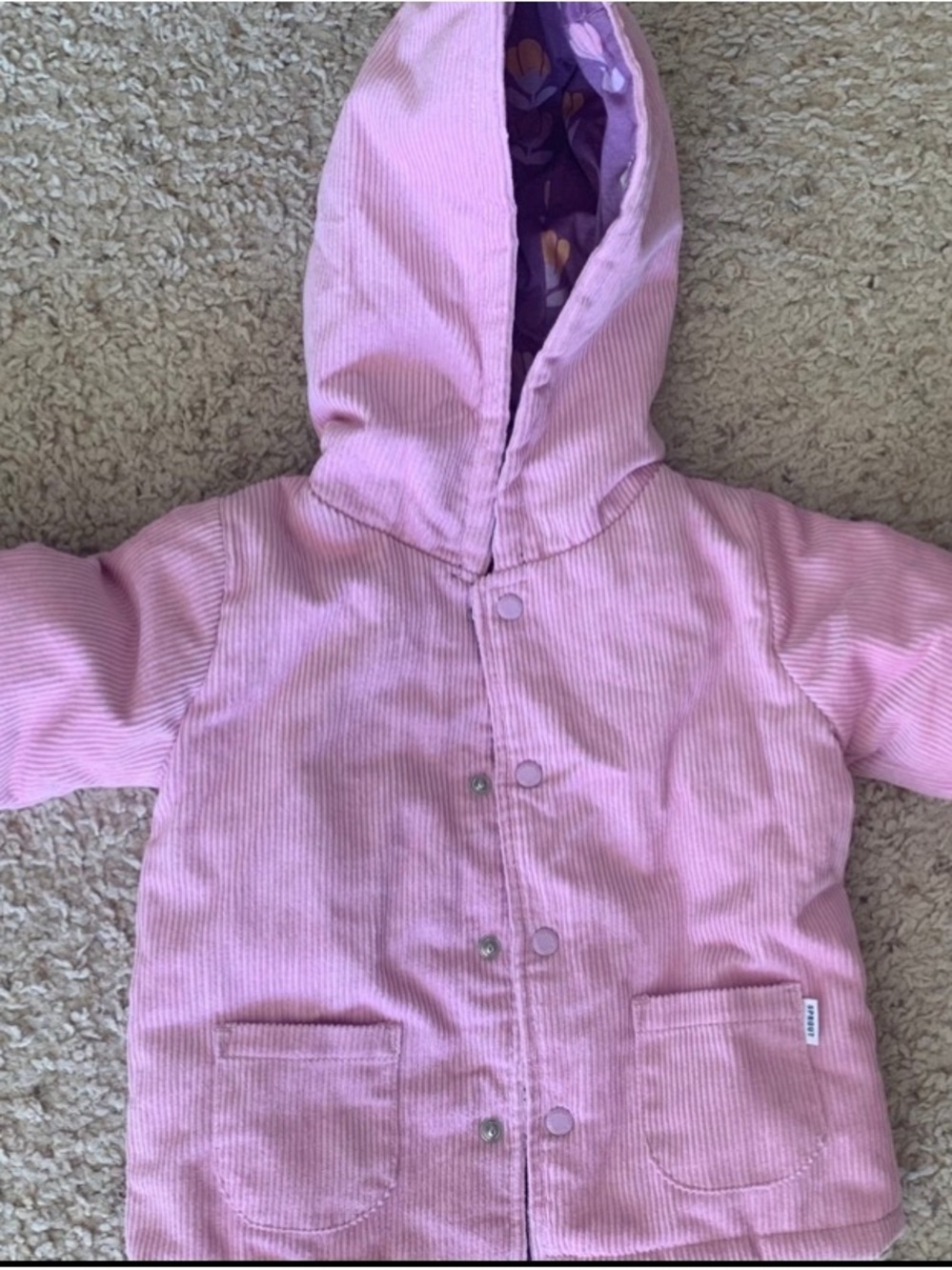 Pink Corduroy Hooded Jacket